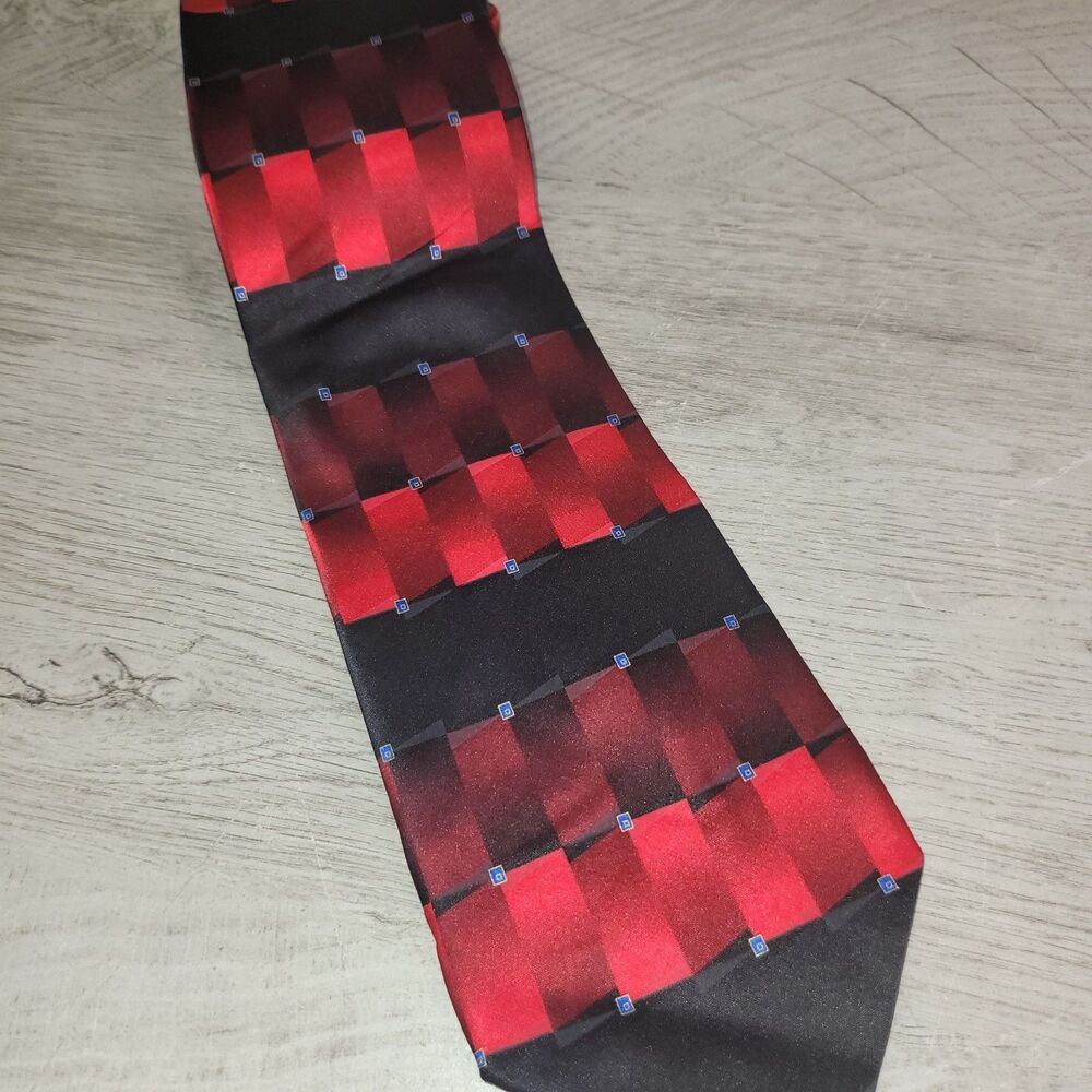 Bergamo New York Mens Necktie Tie Silk X-long Red Black
